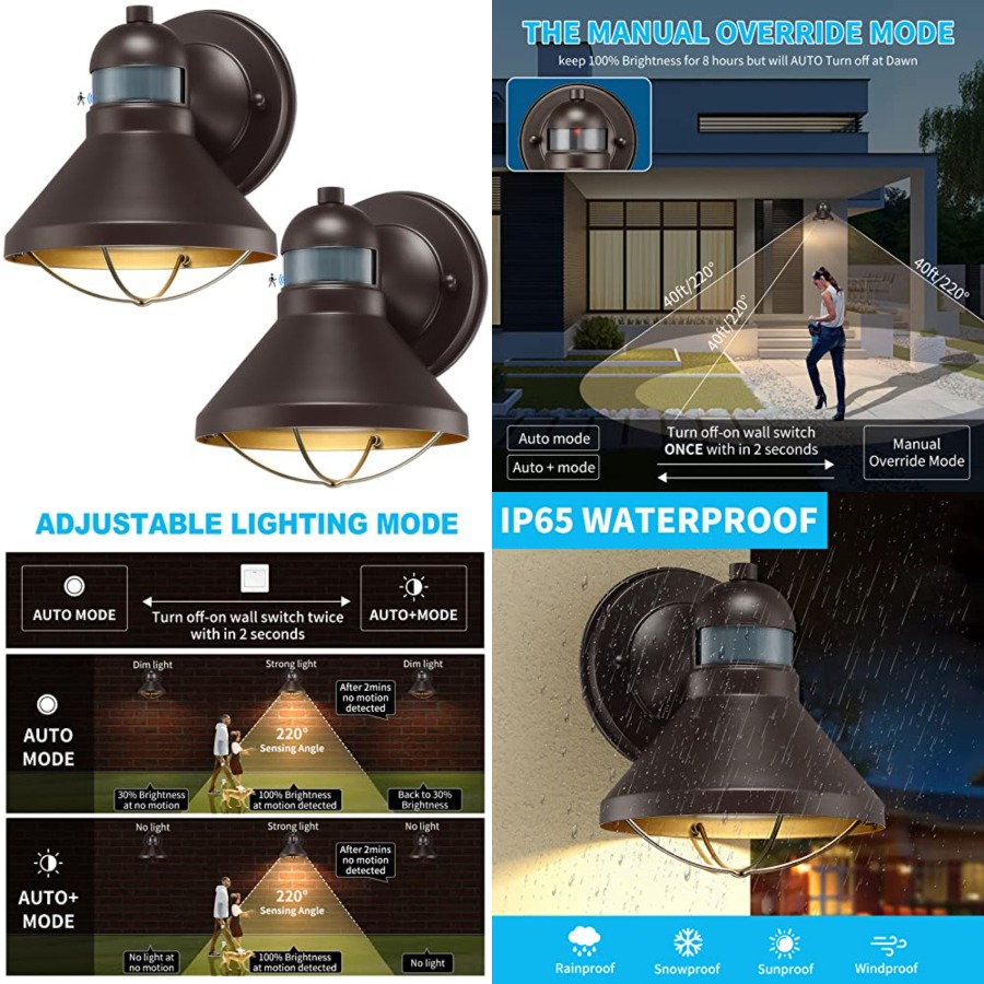 Outdoor Lighting Fixtures - Set di 2 Applique LED da