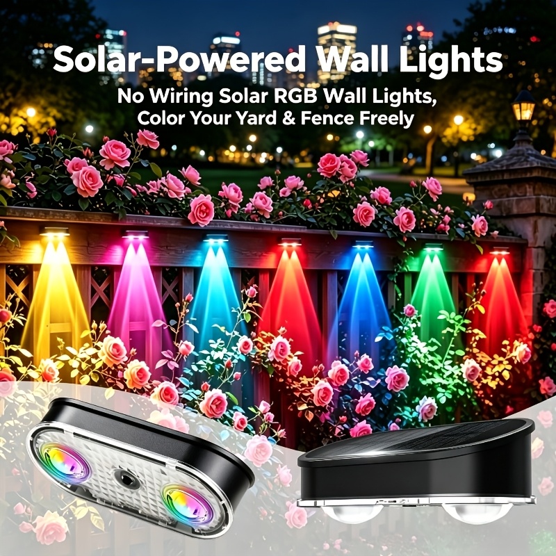 Outdoor Lighting With Outlet - Luce Solare RGB per Recinzione IP44,