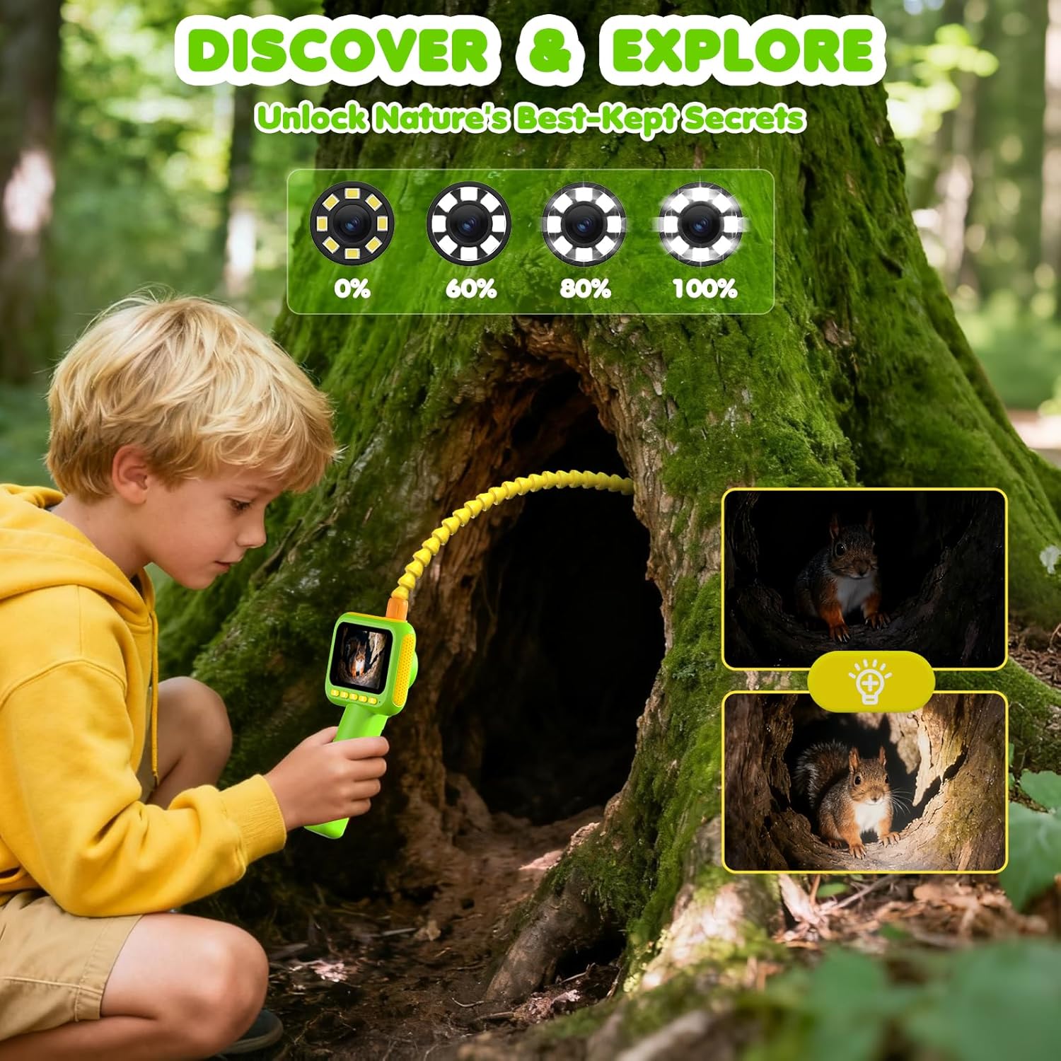 Outdoor Lighting And Camera - Endoscopio per Bambini, Telecamera a Serpente